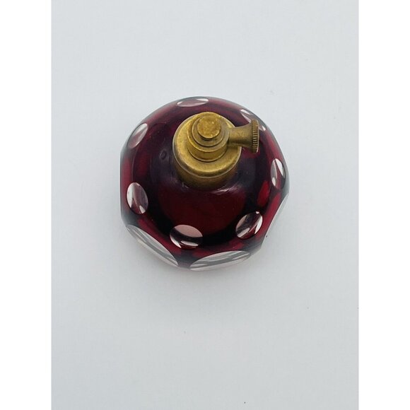 Vtg Ruby Red Cut-to-Clear Crystal Perfume Bottle Glass No Atomizer - Picture 5 of 7
